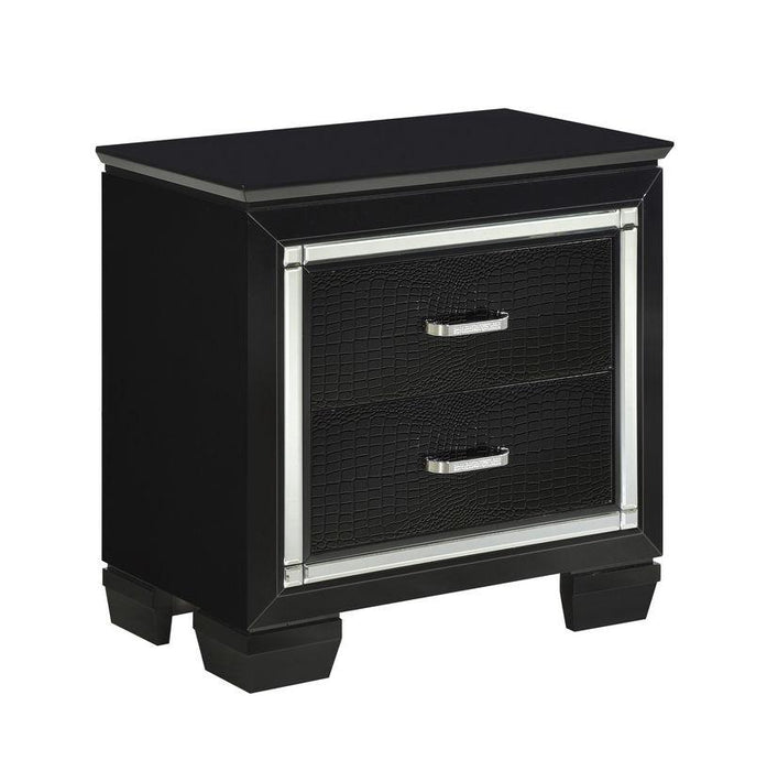 Allura Nightstand in Black 1916BK-4 - U&U Home Budget Furniture (Carteret, NJ)