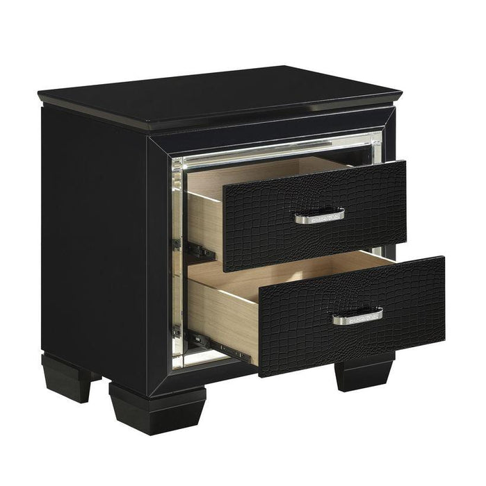 Allura Nightstand in Black 1916BK-4 - U&U Home Budget Furniture (Carteret, NJ)