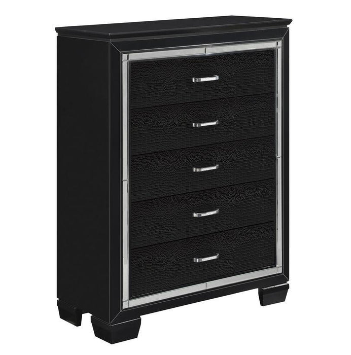 Allura Chest in Black 1916BK-9 - U&U Home Budget Furniture (Carteret, NJ)