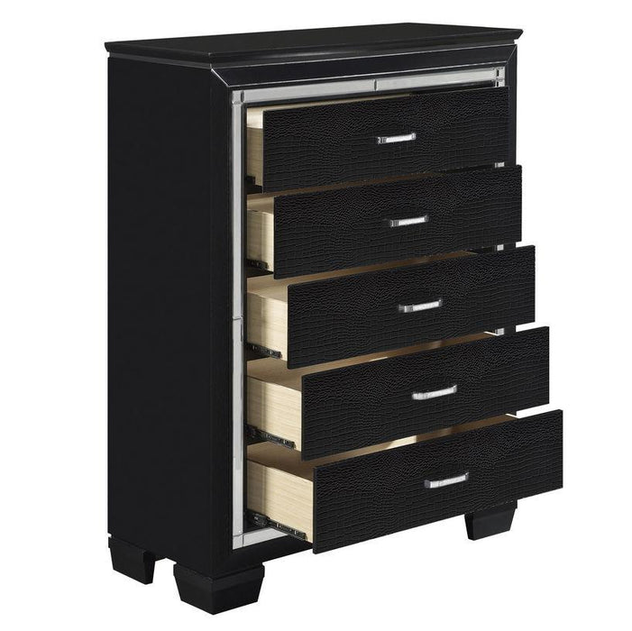 Allura Chest in Black 1916BK-9 - U&U Home Budget Furniture (Carteret, NJ)