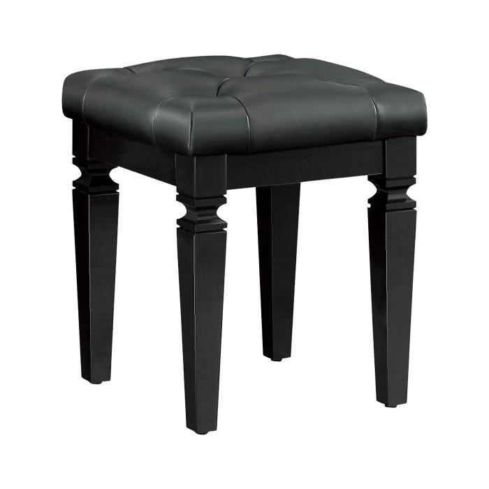 Allura Vanity Stool in Black 1916BK-14 - U&U Home Budget Furniture (Carteret, NJ)