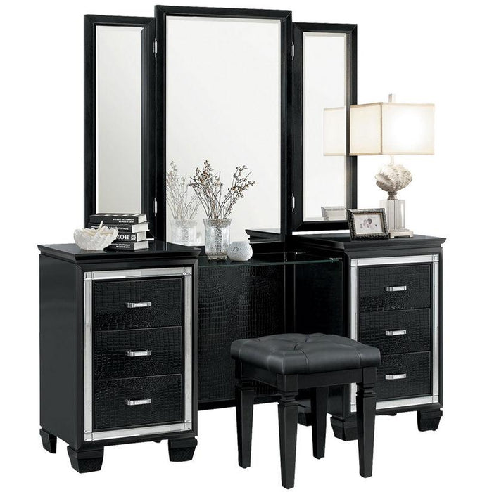 Allura Vanity Stool in Black 1916BK-14 - U&U Home Budget Furniture (Carteret, NJ)