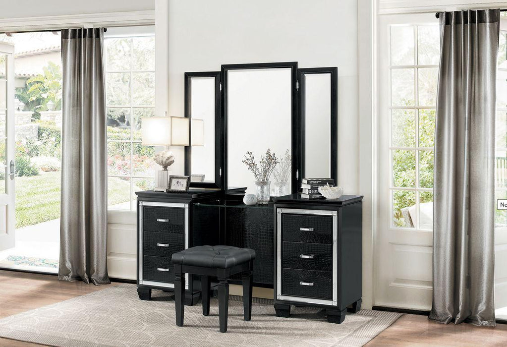 Allura Vanity Stool in Black 1916BK-14 - U&U Home Budget Furniture (Carteret, NJ)