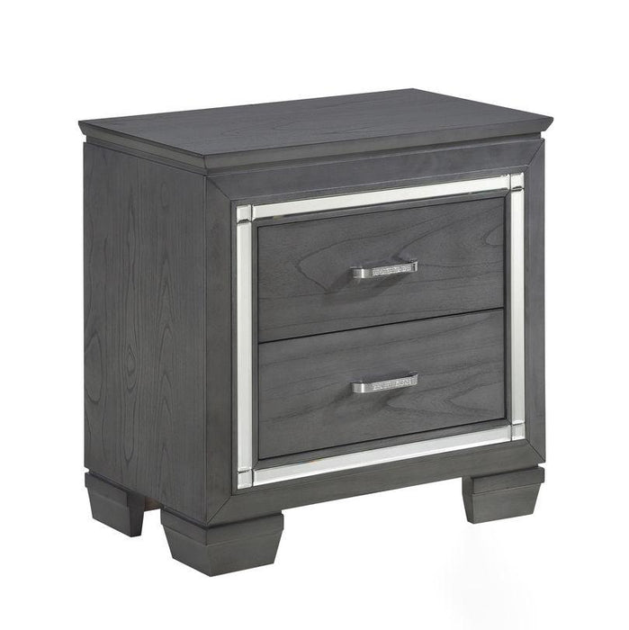 Allura Nightstand in Gray 1916GY-4 - U&U Home Budget Furniture (Carteret, NJ)