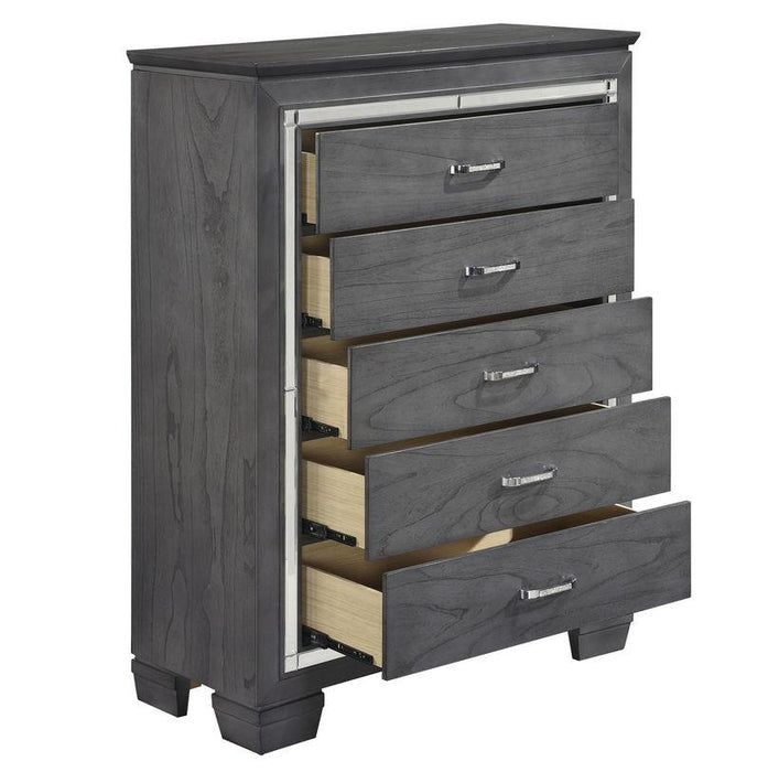 Allura Chest in Gray 1916GY-9 - U&U Home Budget Furniture (Carteret, NJ)