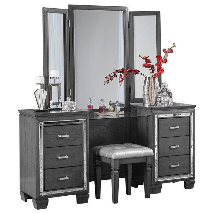 Allura Vanity Stool in Gray 1916GY-14 - U&U Home Budget Furniture (Carteret, NJ)