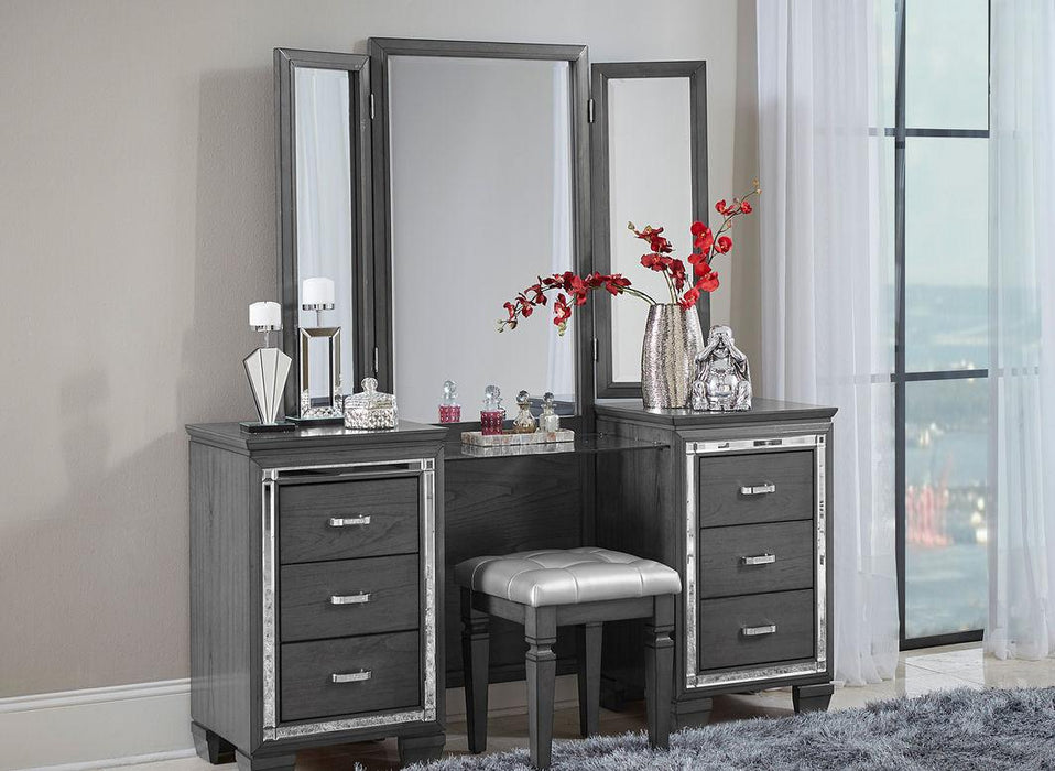 Allura Vanity Stool in Gray 1916GY-14 - U&U Home Budget Furniture (Carteret, NJ)