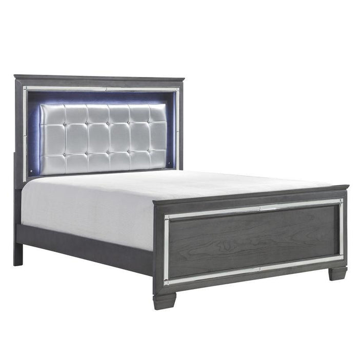 Allura Full Panel Bed in Gray 1916FGY-1* - U&U Home Budget Furniture (Carteret, NJ)