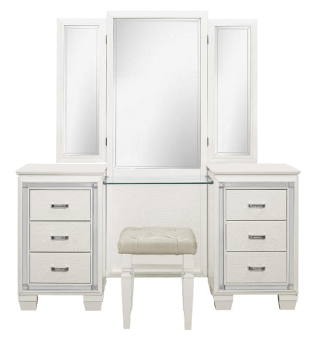 Allura Vanity Stool in White 1916W-14 - U&U Home Budget Furniture (Carteret, NJ)