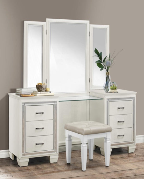 Allura Vanity Stool in White 1916W-14 - U&U Home Budget Furniture (Carteret, NJ)