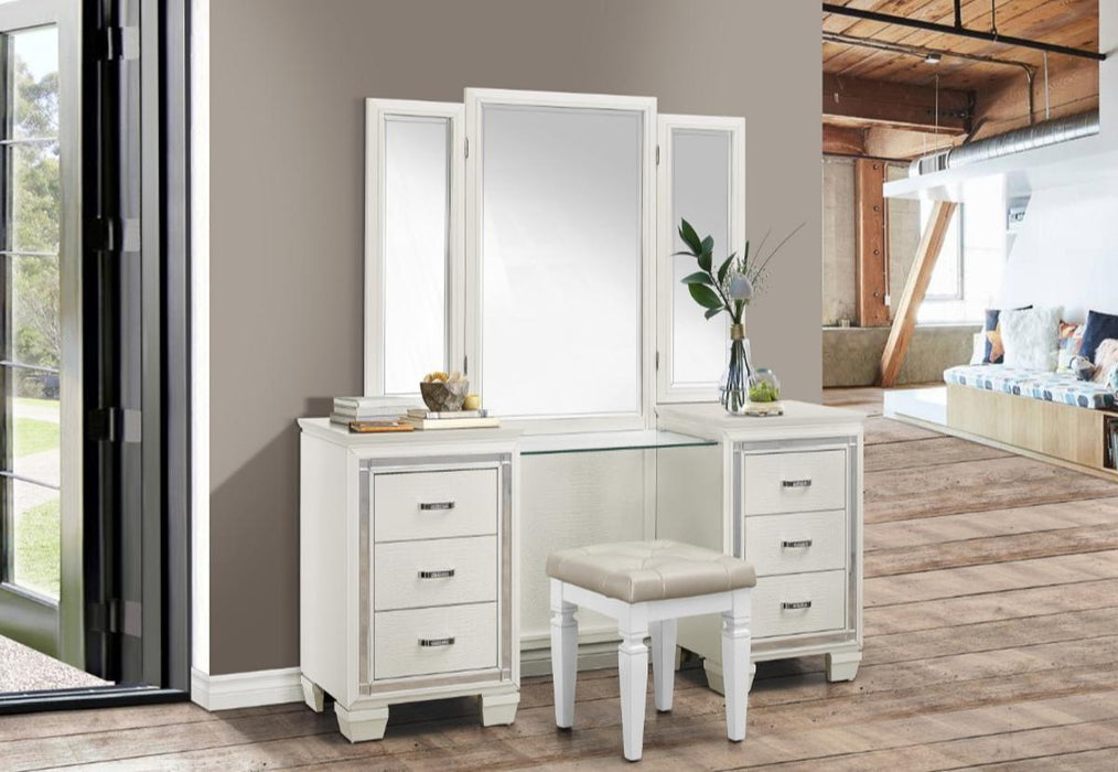 Allura Vanity Stool in White 1916W-14 - U&U Home Budget Furniture (Carteret, NJ)