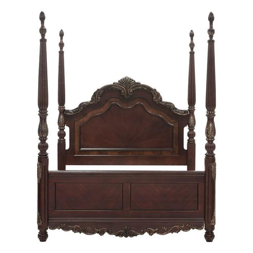 Deryn Park King Poster Bed in Cherry 2243K-1EK* - U&U Home Budget Furniture (Carteret, NJ)