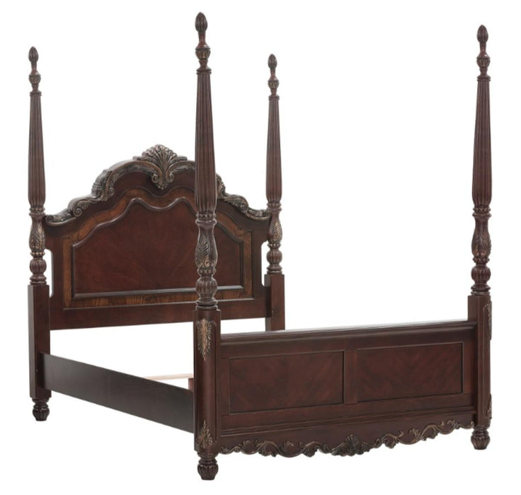 Deryn Park King Poster Bed in Cherry 2243K-1EK* - U&U Home Budget Furniture (Carteret, NJ)