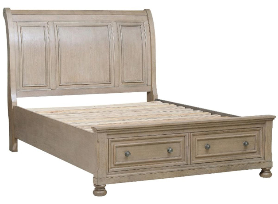 Bethel Queen Sleigh Platform Bed with Footboard Storage in Gray 2259GY-1* - U&U Home Budget Furniture (Carteret, NJ)