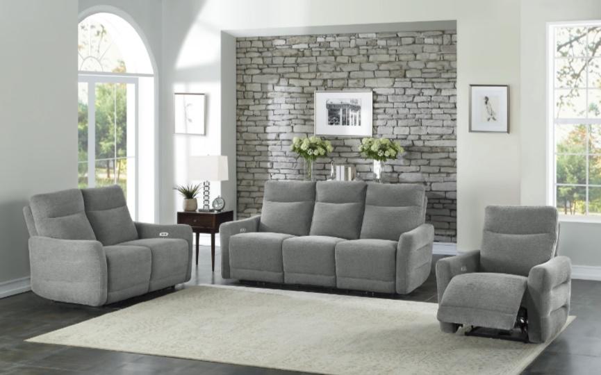 Edition Power Double Lay Flat Reclining Sofa in Dove Grey 9804DV-3PWH - U&U Home Budget Furniture (Carteret, NJ)