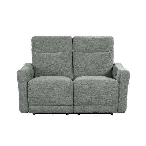 Edition Power Double Lay Flat Reclining Loveseat in Dove Grey 9804DV-2PWH - U&U Home Budget Furniture (Carteret, NJ)