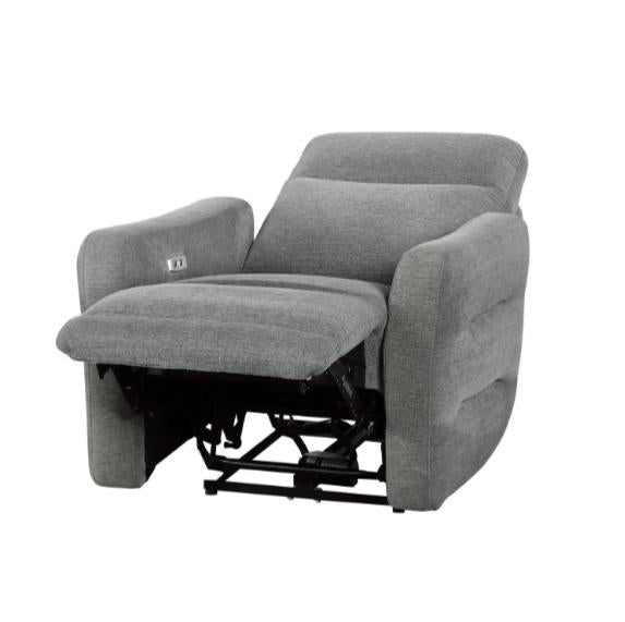 Edition Power Lay Flat Reclining Chair in Dove Grey 9804DV-1PWH - U&U Home Budget Furniture (Carteret, NJ)