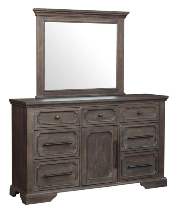 Taulon Mirror in Dark Oak 5438-6 - U&U Home Budget Furniture (Carteret, NJ)