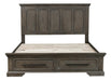 Taulon Queen Platform Bed with Footboard Storage in Dark Oak 5438-1* - U&U Home Budget Furniture (Carteret, NJ)