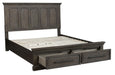 Taulon Queen Platform Bed with Footboard Storage in Dark Oak 5438-1* - U&U Home Budget Furniture (Carteret, NJ)