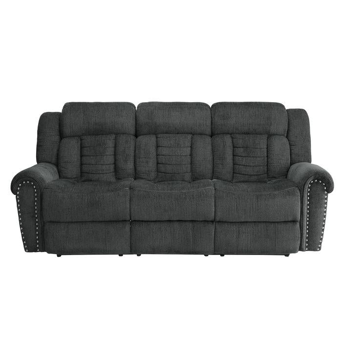 Nutmeg Double Reclining Sofa in Charcoal Gray 9901CC-3 - U&U Home Budget Furniture (Carteret, NJ)