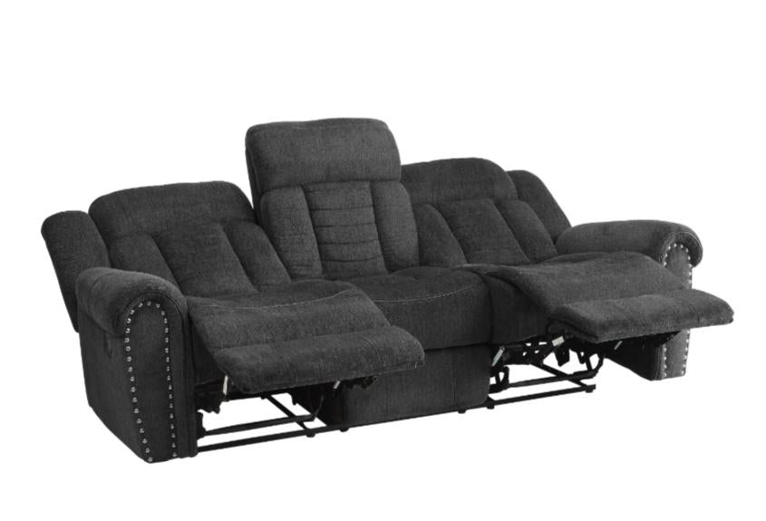 Nutmeg Double Reclining Sofa in Charcoal Gray 9901CC-3 - U&U Home Budget Furniture (Carteret, NJ)