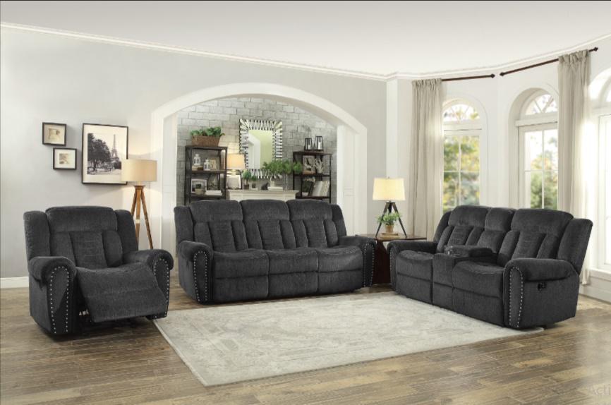 Nutmeg Double Reclining Sofa in Charcoal Gray 9901CC-3 - U&U Home Budget Furniture (Carteret, NJ)