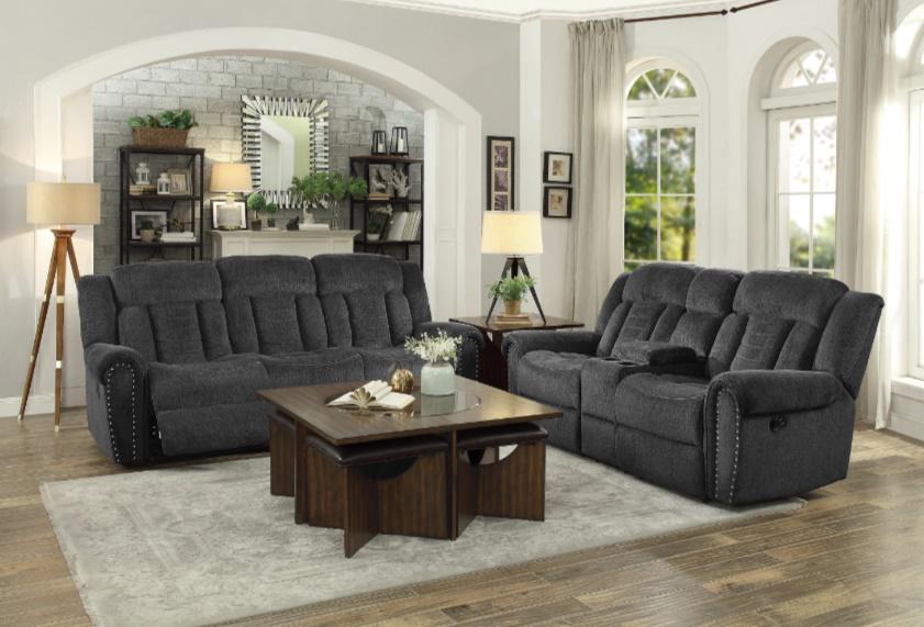 Nutmeg Double Reclining Sofa in Charcoal Gray 9901CC-3 - U&U Home Budget Furniture (Carteret, NJ)