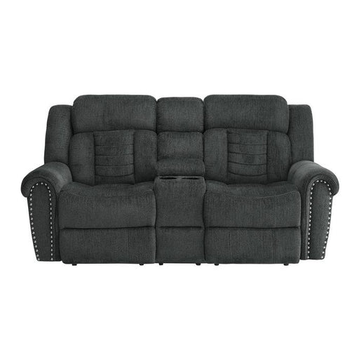 Nutmeg Double Reclining Loveseat in Charcoal Gray 9901CC-2 - U&U Home Budget Furniture (Carteret, NJ)
