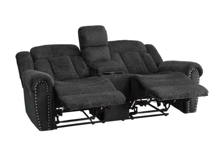 Nutmeg Double Reclining Loveseat in Charcoal Gray 9901CC-2 - U&U Home Budget Furniture (Carteret, NJ)