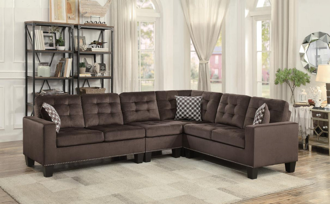 Lantana 2-Piece Reversible Sectional in Chocolate - U&U Home Budget Furniture (Carteret, NJ)