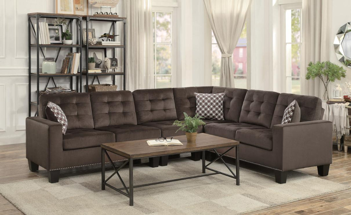 Lantana 2-Piece Reversible Sectional in Chocolate - U&U Home Budget Furniture (Carteret, NJ)