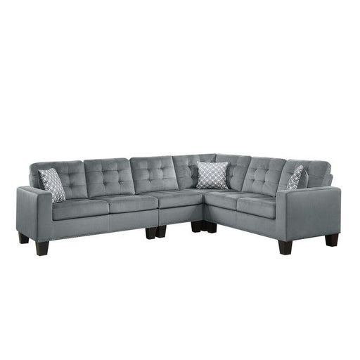 Lantana 2-Piece Reversible Sectional in Gray 9957GY*SC - U&U Home Budget Furniture (Carteret, NJ)