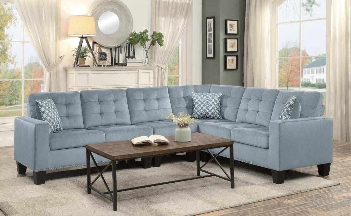 Lantana 2-Piece Reversible Sectional in Gray 9957GY*SC - U&U Home Budget Furniture (Carteret, NJ)