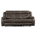 Madrona Double Reclining Sofa in Dark Brown 9989DB-3 - U&U Home Budget Furniture (Carteret, NJ)