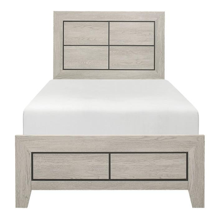 Quinby Twin Panel Bed in Light Brown 1525T-1 - U&U Home Budget Furniture (Carteret, NJ)