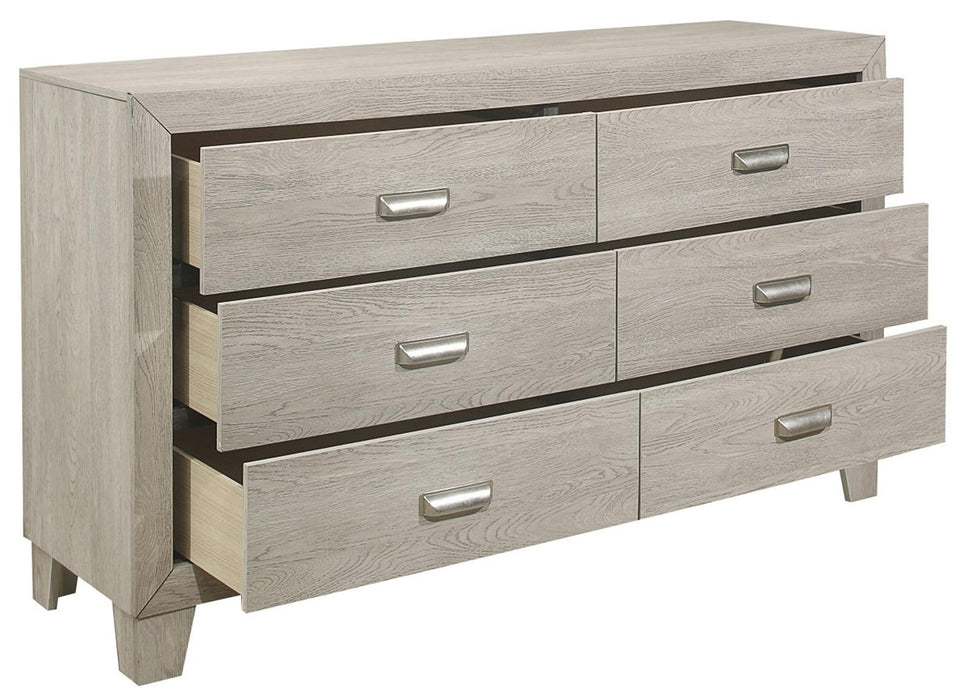 Quinby 6 Drawer Dresser in Light Brown 1525-5 - U&U Home Budget Furniture (Carteret, NJ)