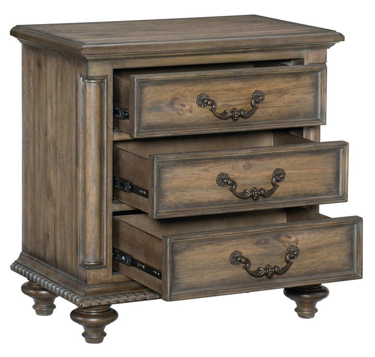 Rachelle 3 Drawer Nightstand in Weathered Pecan 1693-4 - U&U Home Budget Furniture (Carteret, NJ)
