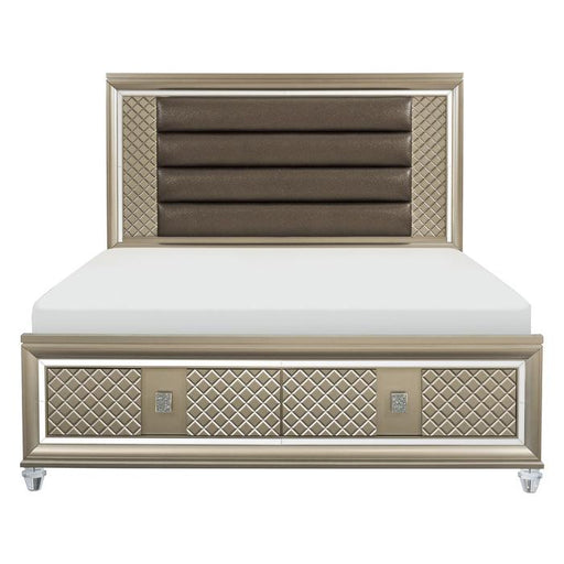 Loudon Queen Platform with Storage Bed in Champagne Metallic 1515-1* - U&U Home Budget Furniture (Carteret, NJ)