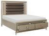 Loudon Queen Platform with Storage Bed in Champagne Metallic 1515-1* - U&U Home Budget Furniture (Carteret, NJ)