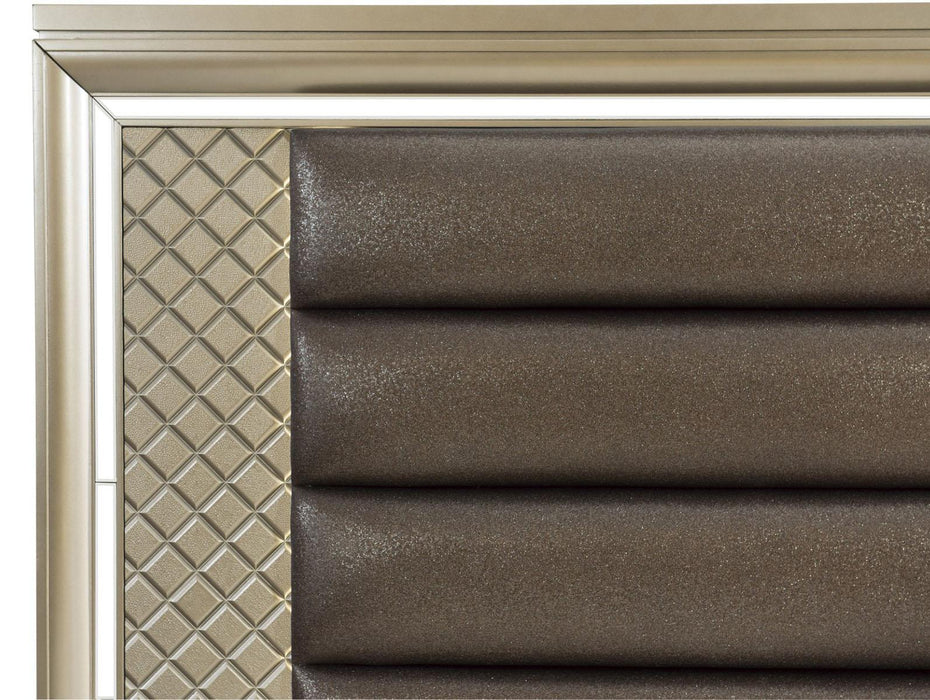 Loudon Queen Platform with Storage Bed in Champagne Metallic 1515-1* - U&U Home Budget Furniture (Carteret, NJ)
