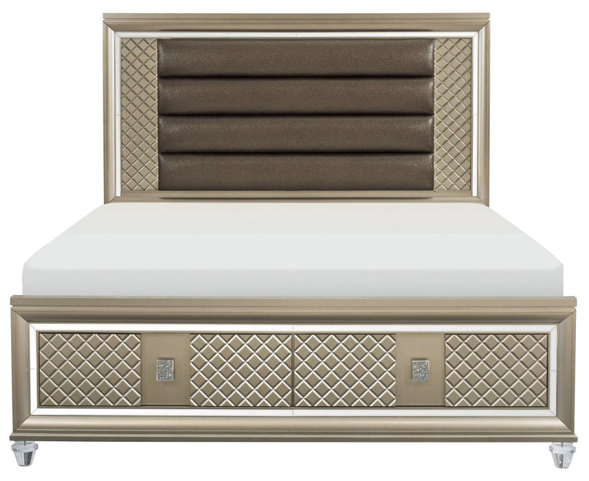 Loudon Queen Platform with Storage Bed in Champagne Metallic 1515-1* - U&U Home Budget Furniture (Carteret, NJ)