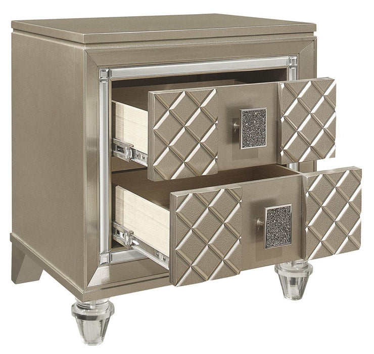 Youth Loudon 2 Drawer Nightstand in Champagne Metallic B1515-4 - U&U Home Budget Furniture (Carteret, NJ)