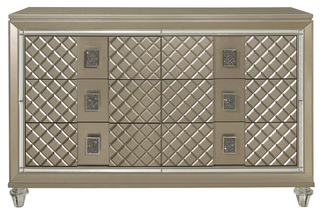 Youth Loudon 6 Drawer Dresser in Champagne Metallic B1515-5 - U&U Home Budget Furniture (Carteret, NJ)