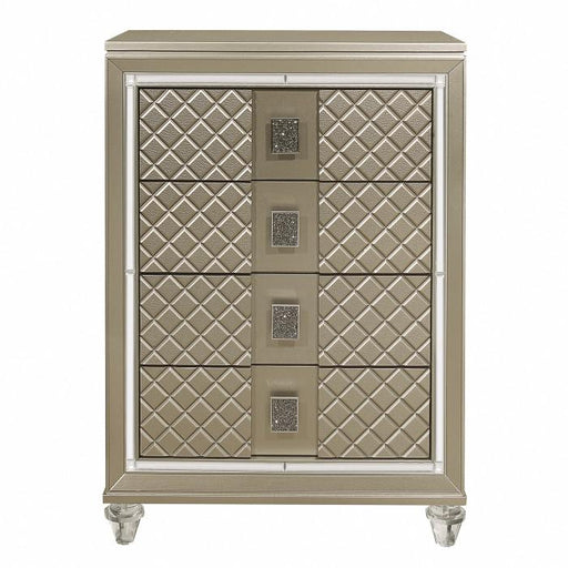 Youth Loudon 4 Drawer Chest in Champagne Metallic B1515-9 - U&U Home Budget Furniture (Carteret, NJ)