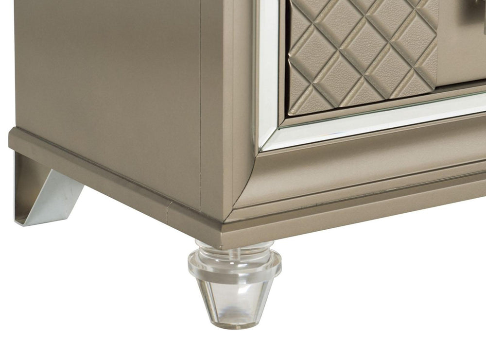 Loudon 2 Drawer Nightstand in Champagne Metallic 1515-4 - U&U Home Budget Furniture (Carteret, NJ)