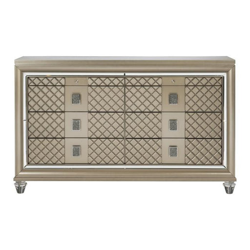 Loudon 8 Drawer Dresser in Champagne Metallic 1515-5 - U&U Home Budget Furniture (Carteret, NJ)