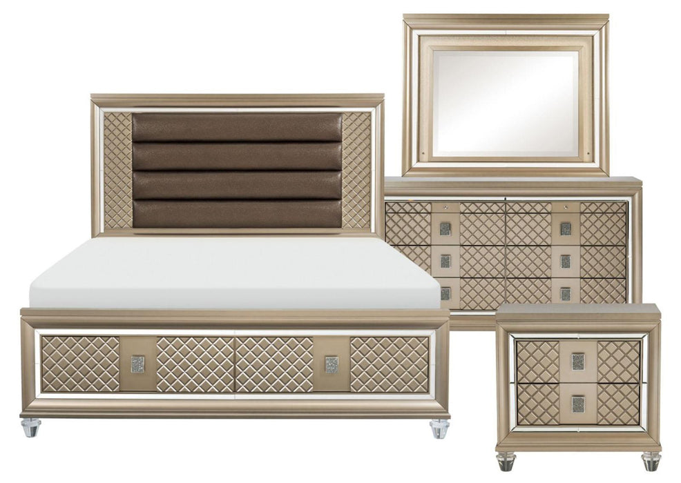 Loudon Mirror with LED Lighting in Champagne Metallic 1515-6 - U&U Home Budget Furniture (Carteret, NJ)