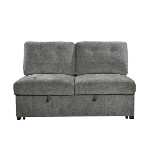 Logansport Armless 2-Seater with Pull-out Bed in Gray 9401GRY-2A - U&U Home Budget Furniture (Carteret, NJ)