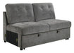 Logansport Armless 2-Seater with Pull-out Bed in Gray 9401GRY-2A - U&U Home Budget Furniture (Carteret, NJ)